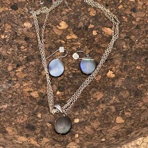 Black Mother of Pearl Earring and Necklace set